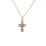 Collier doré croix carrée pierres - PIERRE DE LUNE
