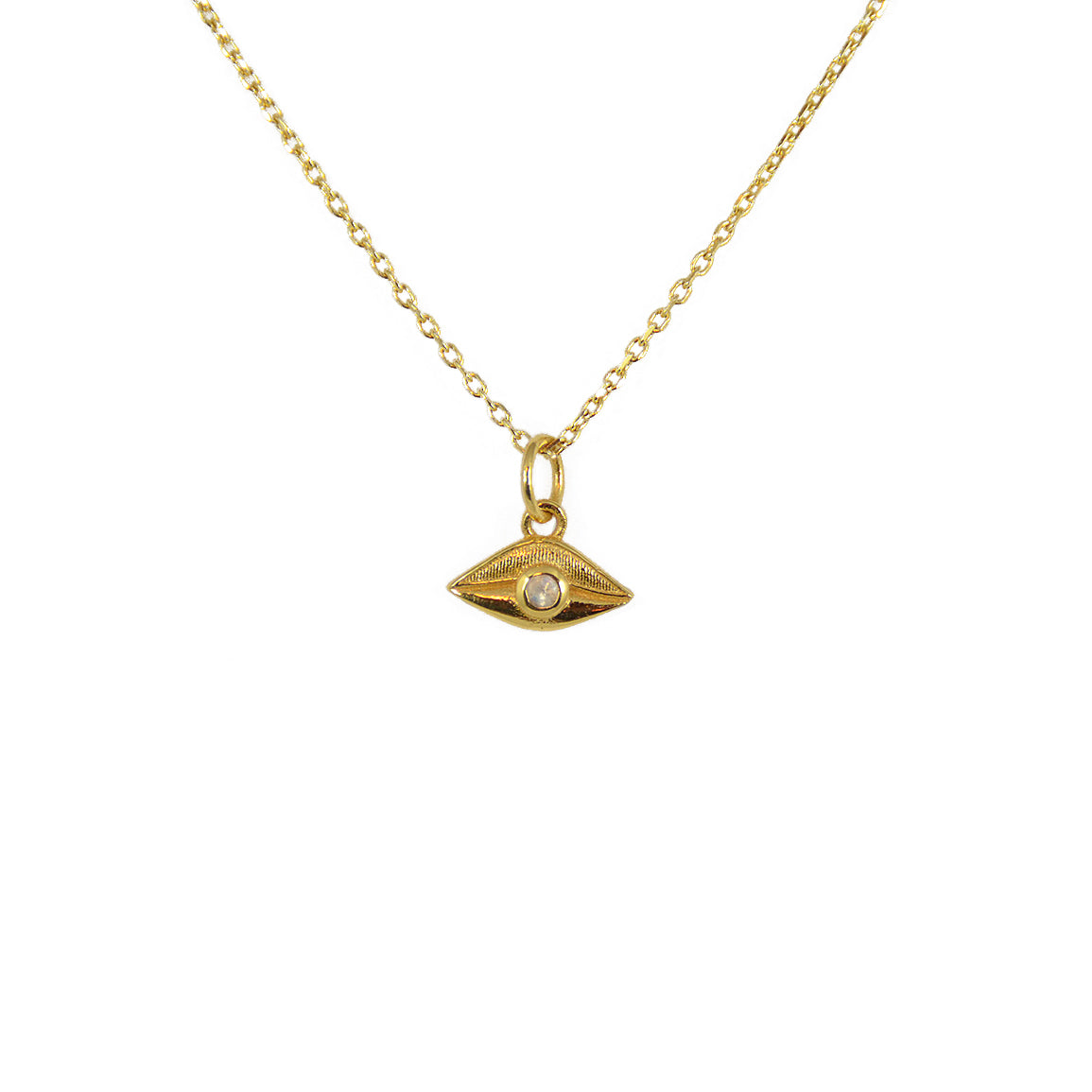 Collier doré médaille oeil et pierre - PIERRE DE LUNE