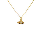 Collier doré médaille oeil et pierre - PIERRE DE LUNE