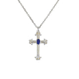 Collier argent 925 grande croix et lapis