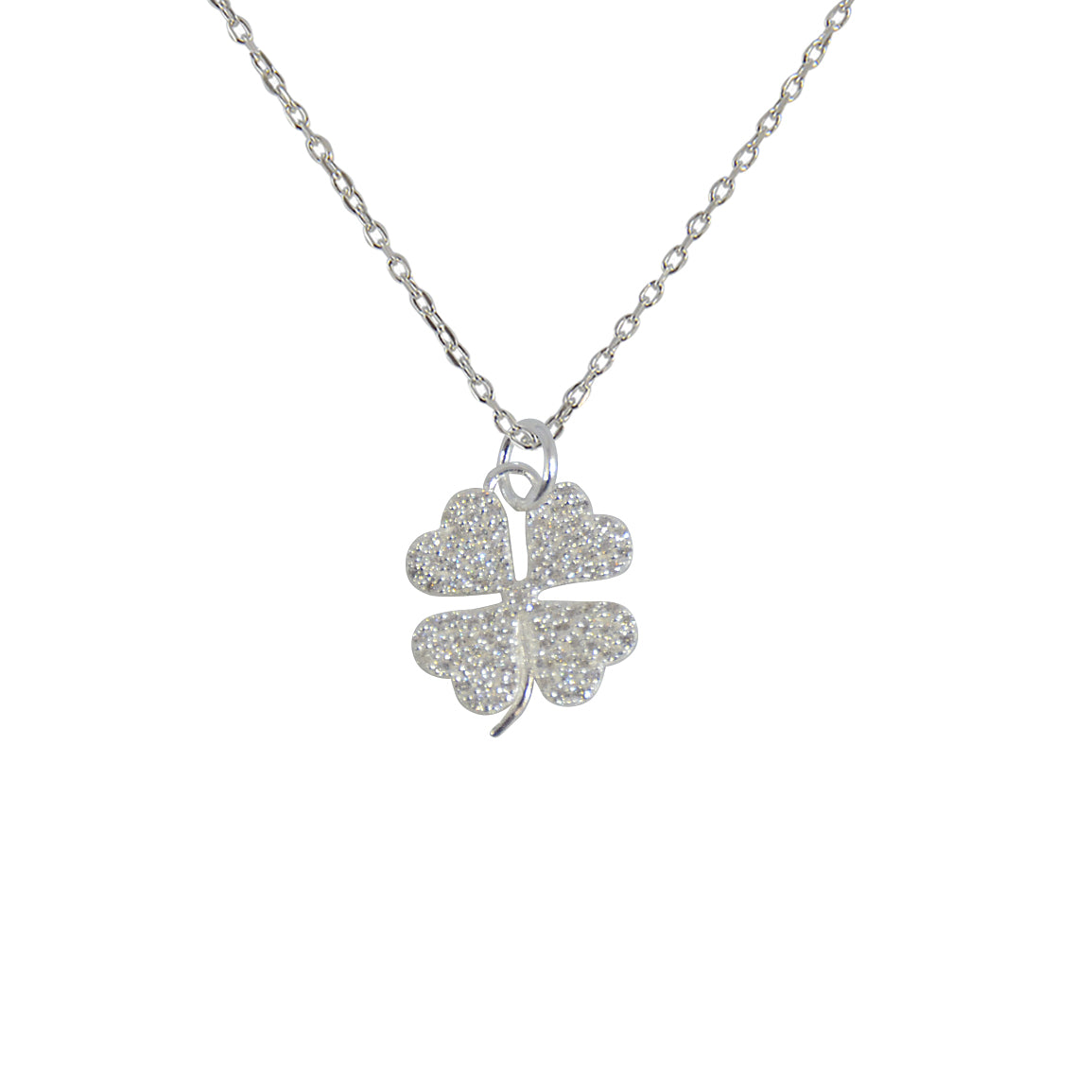 Collier trèfle argent 925 et zircons blancs