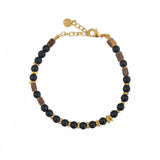 Bracelet agate mate et perles dorées