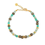 Bracelet doré pierres naturelles et disques dorés - AGATE