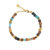 Bracelet perles mix et disques dorés martelés - BOIS &