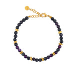 Bracelet doré pierres naturelles et disques dorés - AGATE