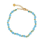 Bracelet doré pierres naturelles noeuds et disques boules -