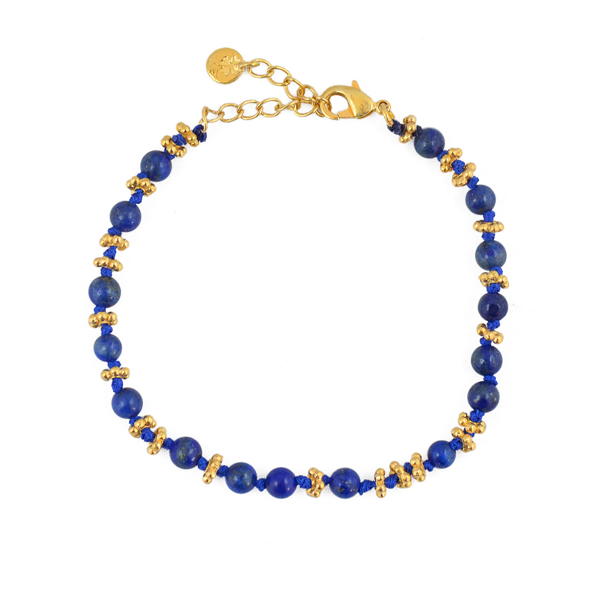 Bracelet doré pierres naturelles noeuds et disques boules -