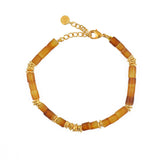 Bracelet doubles disques dorés et pierres - CORNE ORANGE
