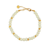 Bracelet doubles disques dorés et pierres - BLANC OS