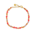 Bracelet doré pierres naturelles noeuds et disques boules -