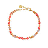 Bracelet doré pierres naturelles noeuds et disques boules -