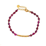 Bracelet pierres facettées et disques dorées - AGATE ROSE