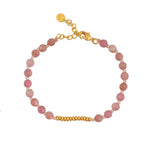 Bracelet pierres facettées et disques dorées - RHODONITE