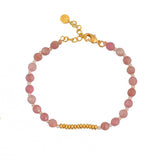 Bracelet pierres facettées et disques dorées - RHODONITE