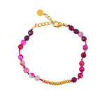 Bracelet pierres facettées et disques dorées - AGATE ROSE