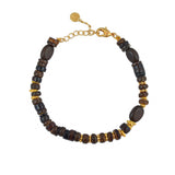 Bracelet disques bois et dorés