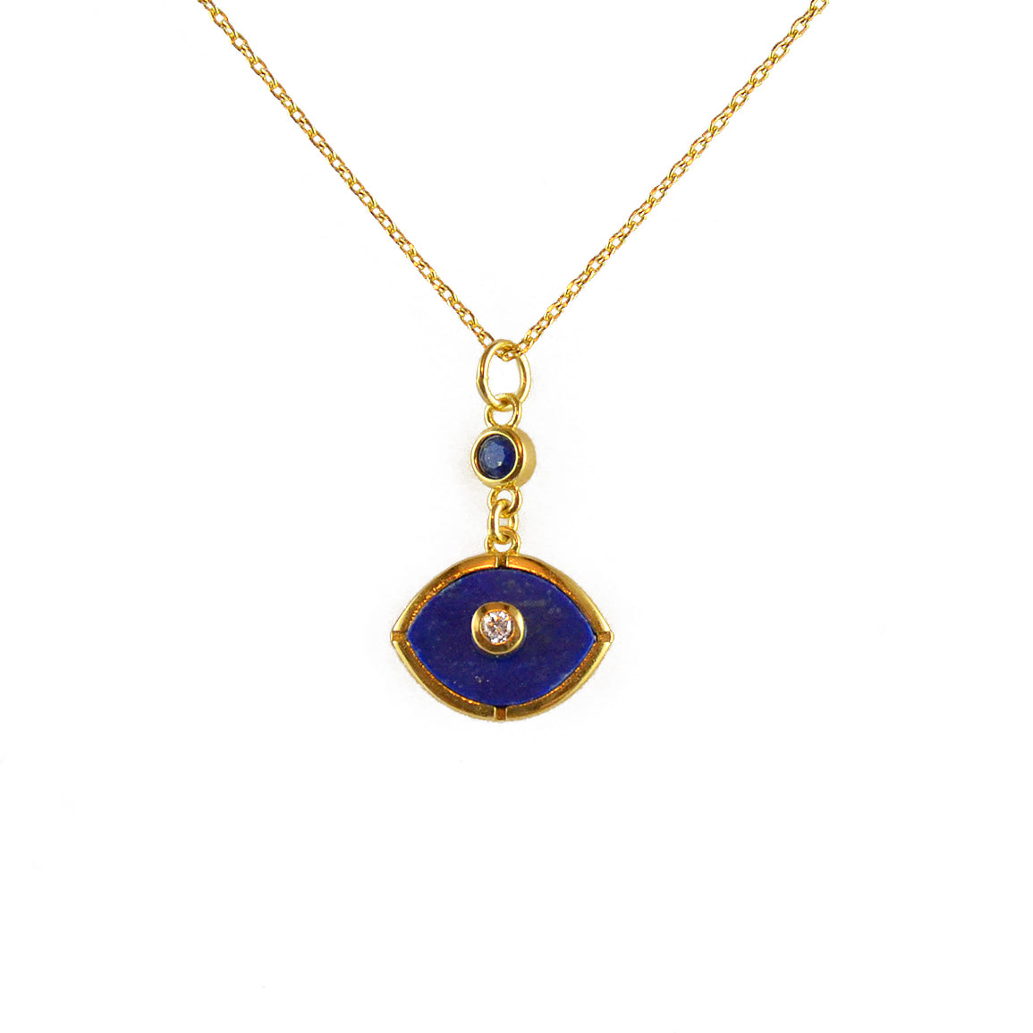 Collier doré oeil pierre et zircons - LAPIS