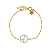 Bracelet doré peace en nacre et perles de culture