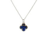 Collier argent 925 trèfle avec lapis lazulis 42 cm