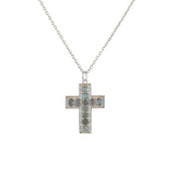Collier argent 925 et croix pierres - LABRADORITE