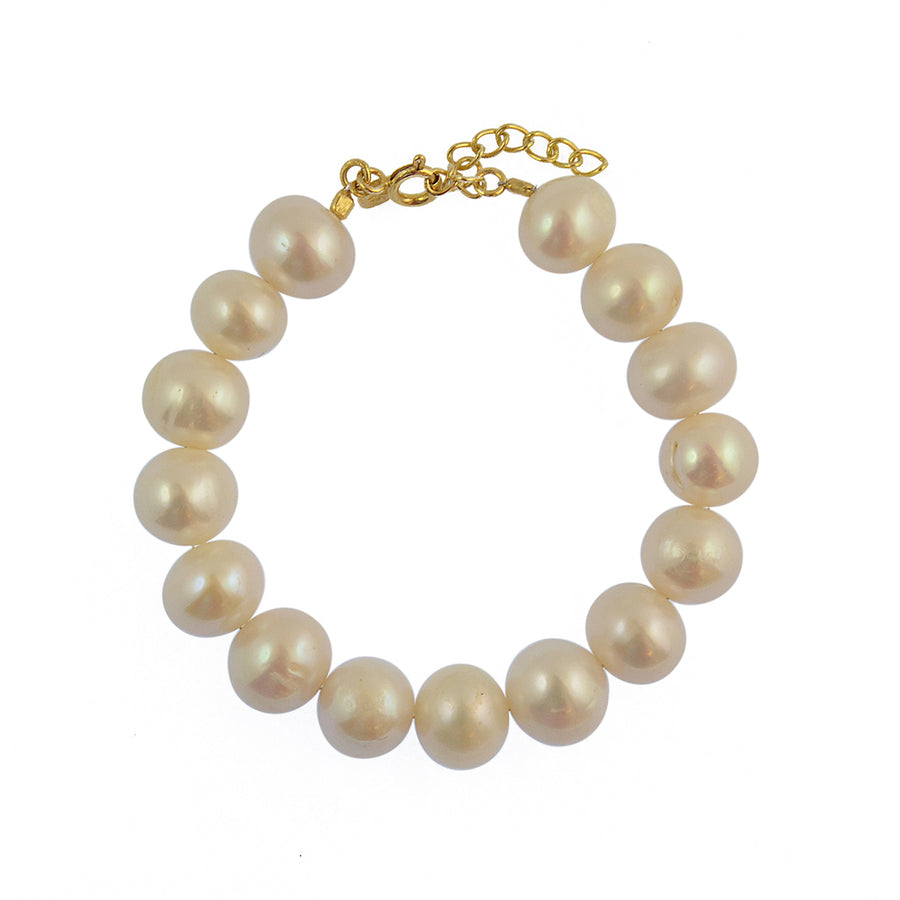 Bracelet doré perles de culture lisses (XL)