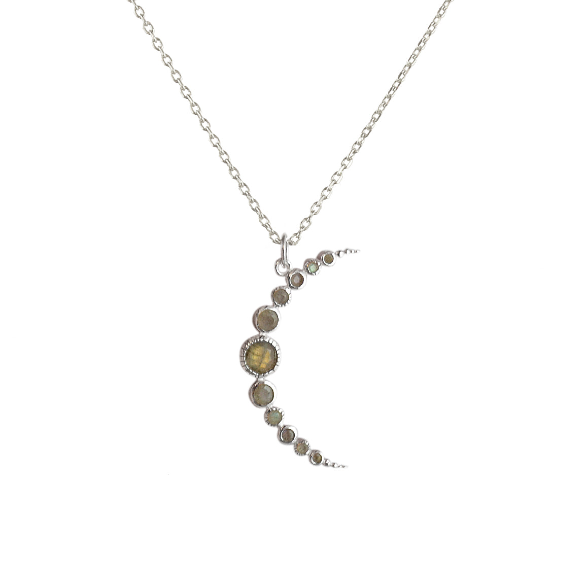 Collier argent 925 croissant de lune et labradorite