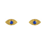 Boucles puces dorées oeil martelé et pierre - LAPIS -