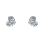 Boucles puces argent 925 coeur martelé - Boucles d’oreilles