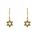 Boucles dorées étoile de David et zircons - ZIRCONS NOIRS -