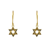 Boucles dorées étoile de David et zircons - ZIRCONS NOIRS -