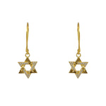 Boucles dorées étoile de David et zircons - ZIRCONS BLANCS -