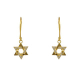 Boucles dorées étoile de David et zircons - ZIRCONS BLANCS -
