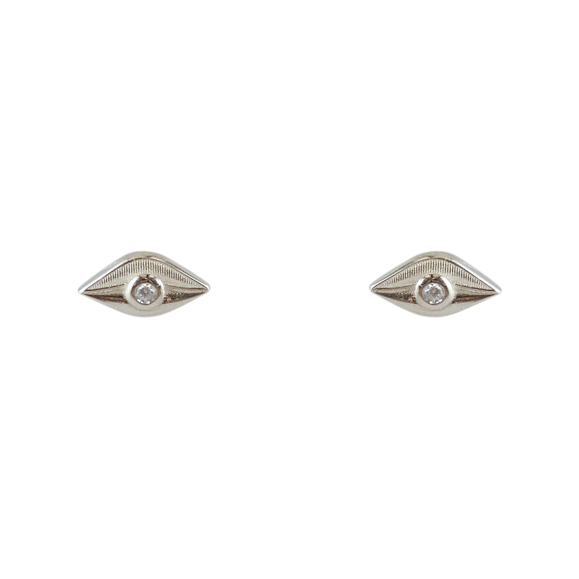 Boucles puces oeil argent 925 et zircons - Boucles
