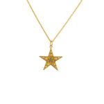 Collier doré pendentif étoile pierre et zircons