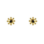 Boucles puces dorées soleil et zircon - ZIRCON NOIR -