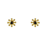 Boucles puces dorées soleil et zircon - ZIRCON NOIR -