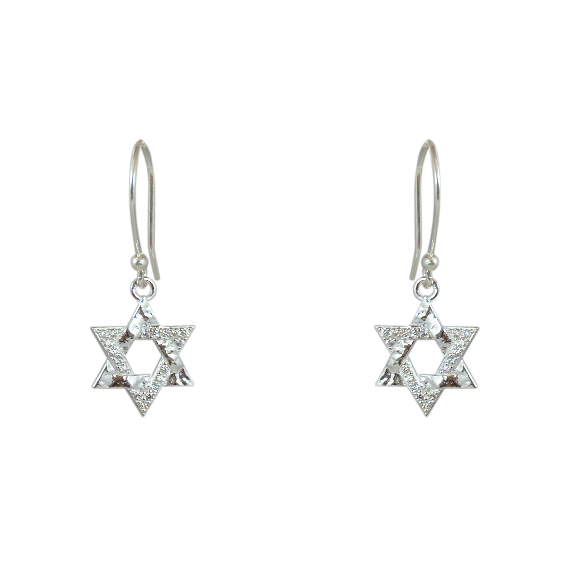 Boucles argent 925 étoile de David et zircons - Boucles