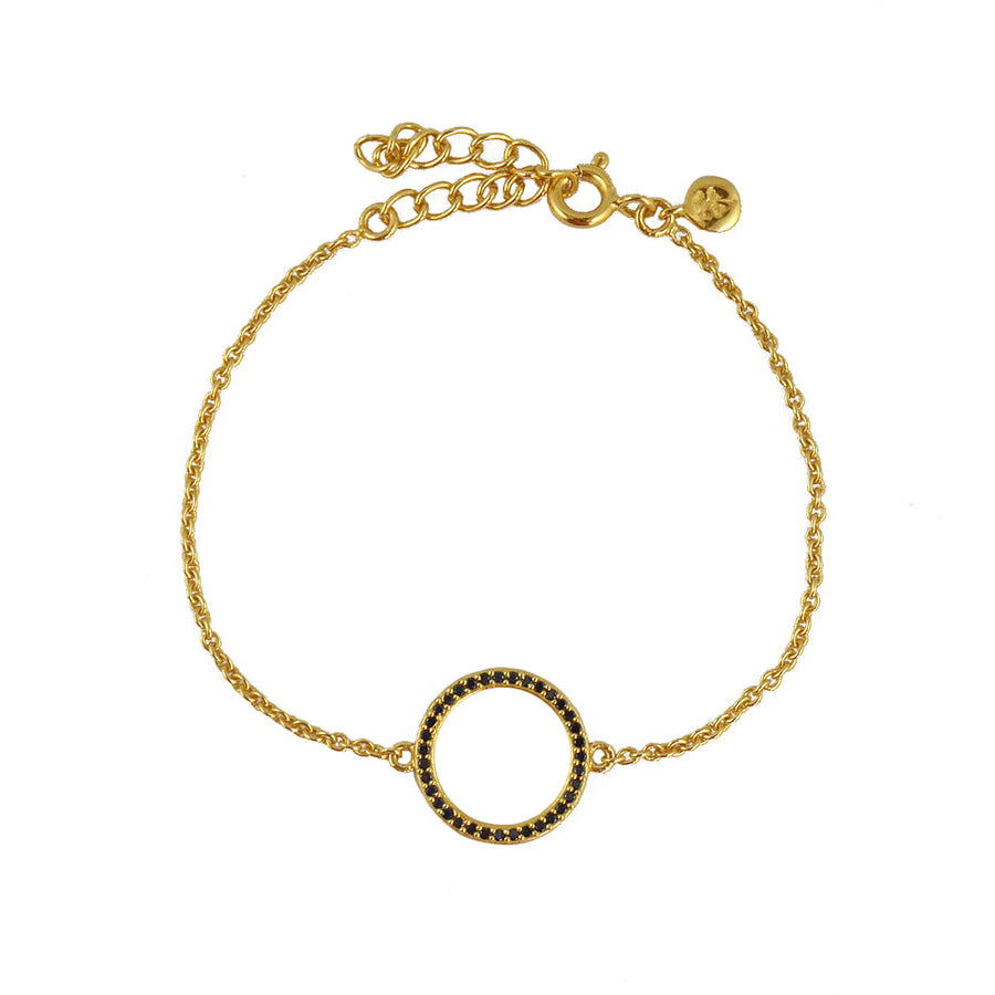 Bracelet doré anneau zircons - ZIRCONS NOIRS