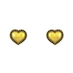 Boucles dorées coeur bombé et zircons - ZIRCONS NOIRS -