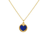 Collier doré médaille coeur texturé et pierre - LAPIS