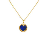 Collier doré médaille coeur texturé et pierre - LAPIS