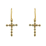 Boucles dorées croix et pierres - LABRADORITE - Boucles