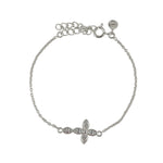 Bracelet argent 925 croix fleur et zircons