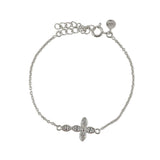 Bracelet argent 925 croix fleur et zircons