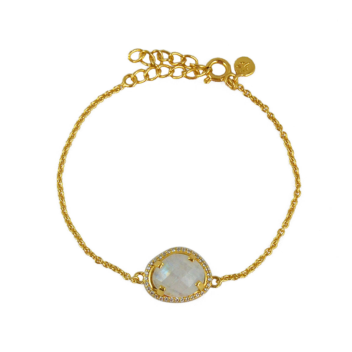 Bracelet doré pierre serti 4 griffes et zircons - PIERRE DE