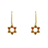 Boucles dorées étoile de David en pierre - ONYX ROUGE -