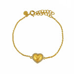 Bracelet doré coeur bombé et zircons