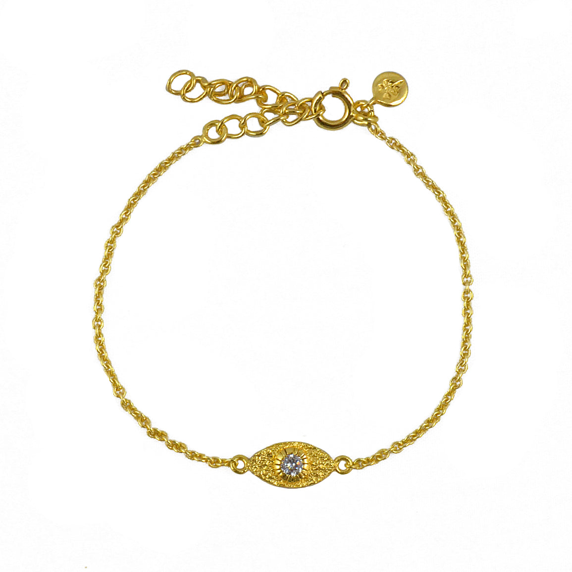 Bracelet doré et oeil martelé et pierre - ZIRCON