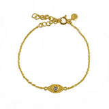 Bracelet doré et oeil martelé et pierre - ZIRCON