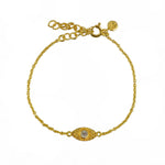 Bracelet doré et oeil martelé et pierre - PREHNITE